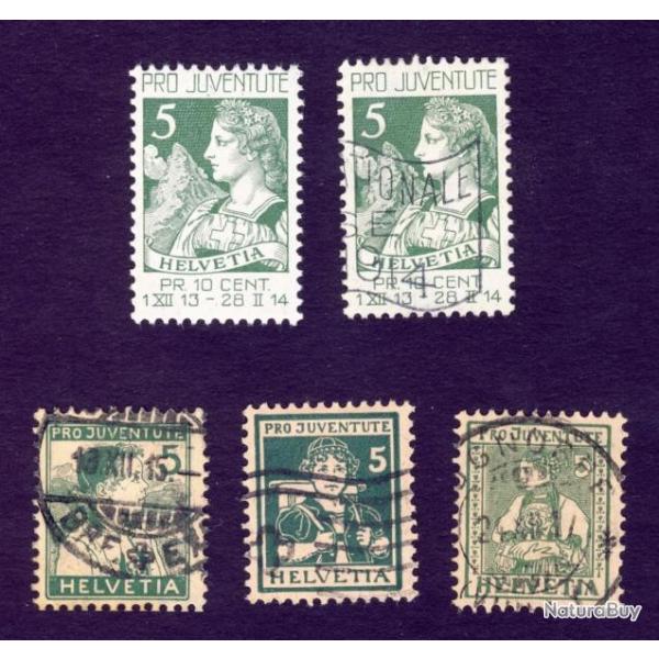 Ensemble Timbres Suisse Pro Juventute 1913 - 1917 oblit�r� et N*