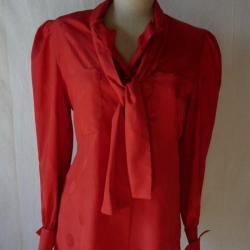 Pierre BALMAIN Blouse &agrave; lavalli&egrave;re rouge mode vintage T 38
