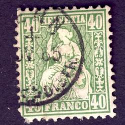 Timbre Suisse Helv&eacute;tie Assise Dent Papier Blanc Znr 34 oblit&eacute;r&eacute;