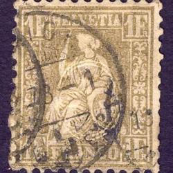 Timbre Suisse Helv&eacute;tie Assise Dent Papier Blanc Znr 36 oblit&eacute;r&eacute;
