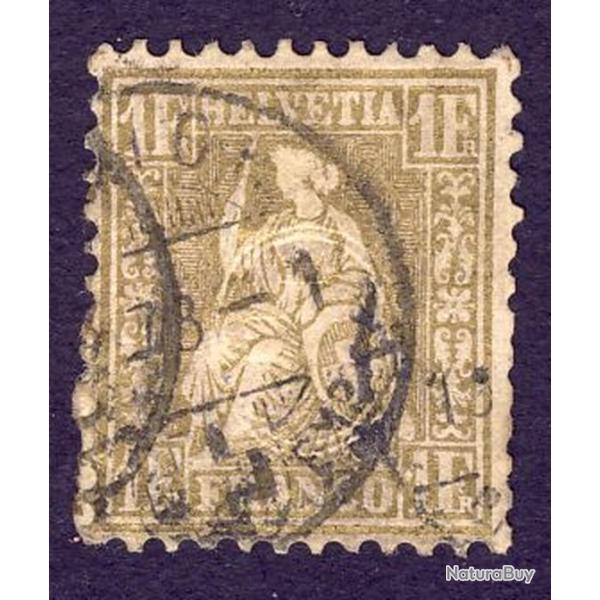 Timbre Suisse Helv�tie Assise Dent Papier Blanc Znr 36 oblit�r�