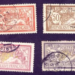 Timbres France Type Merson 1900 Yv 119 - 122 oblit&eacute;r&eacute;