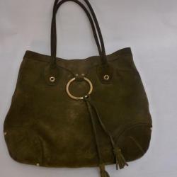 Sac &agrave; main CAR SHOE daim vert bronze