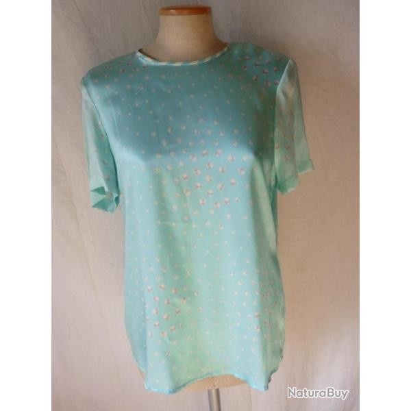 ESCADA Blouse soie bleue v�tements femme mode vintage T 38