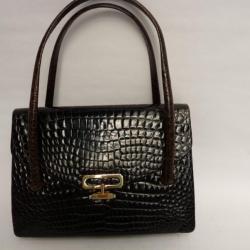 Sac a main Crocodile marron Vintage