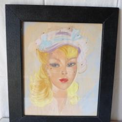 Jolie Pastel Pin-up femme au chapeau