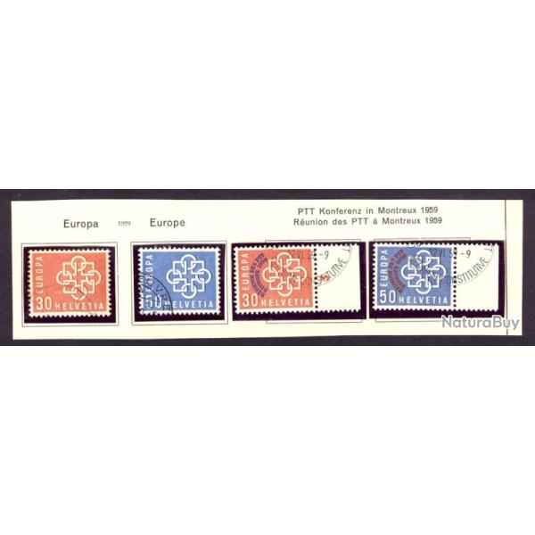 Timbres Suisse Europa PTT Montreux 1959 oblit�r�