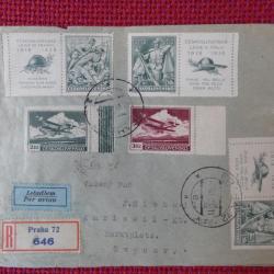 Enveloppe timbre Tch&eacute;coslovaquie 1938
