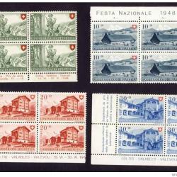 Timbres Suisse Pro Patria s&eacute;rie 1948 Bloc de 4 Neuf**