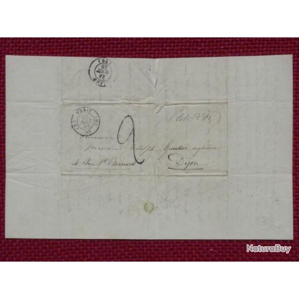 Pli Marque Postale France Paris 1849 Dijon