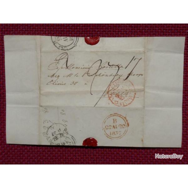 Pli Marque Postale France Paris 1837 Suisse Valais