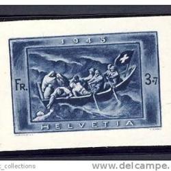 Timbre Suisse D&eacute;coup&eacute; Bloc n&deg;21 Don Suisse 1945 N**