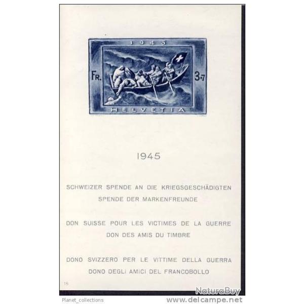 Timbre Suisse Bloc n�21 Don Suisse 1945 N**
