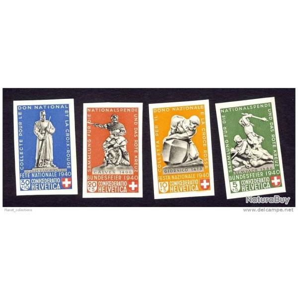 Timbre Suisse 1940 S�rie D�coup� du bloc N**