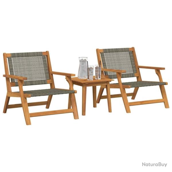 Chaises de Jardin avec Table - 3 pi�ces en Bois d'Acacia Massif Gris