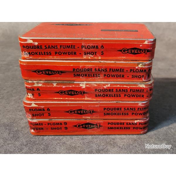 Lot de 5 botes GEVELOT 9mm flobert neuves