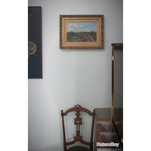 Cl�ment QUINTON 1851-1921 Barbizon-Paysage avec vach�re & troupeau-Huile/toile-Peintre graveur-Paris