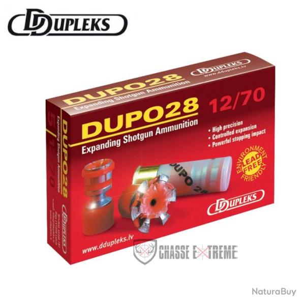 5 Cartouches DDUPLEKS Dupo 28 Magnum Cal 12/76