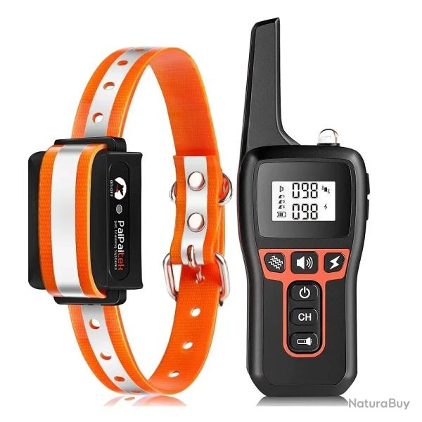 Collier de Dressage pour Chien 1000m Rechargeable tanche avec 3 Modes + tlcommande