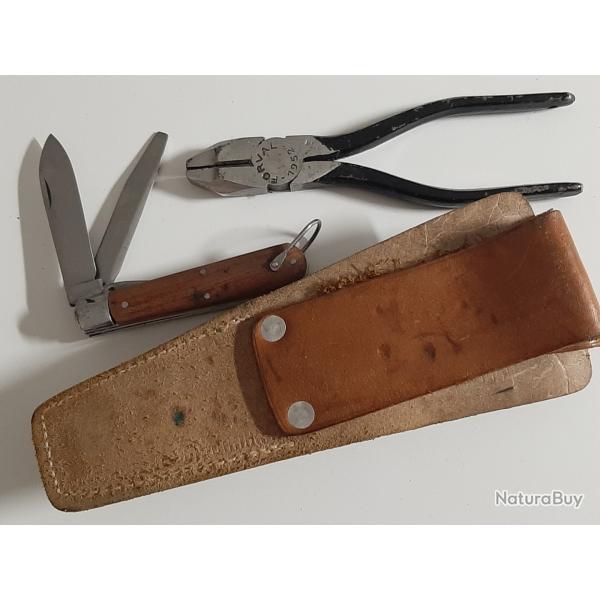 Trousse  pissure Forval avec pince et couteau canif. Beaux marquages. Bel tat.