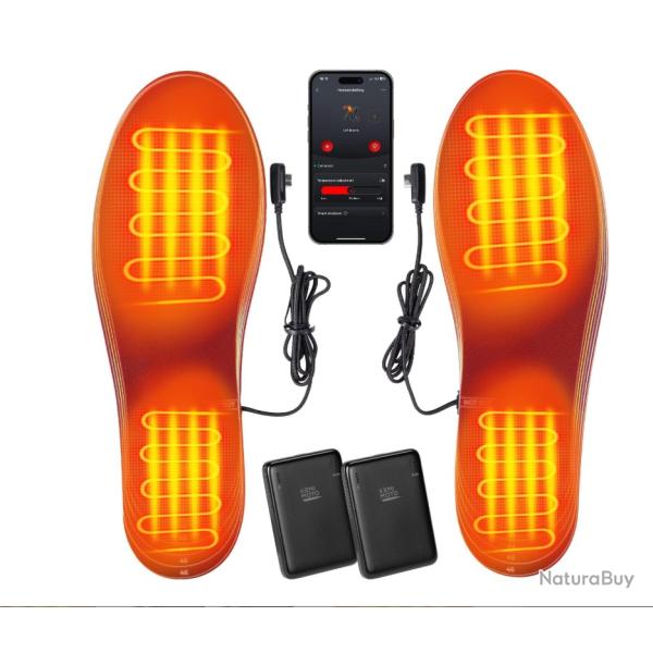 Semelles Chauffantes pour Hommes et Femmes par Batterie Rechargeable Incluses Taille L