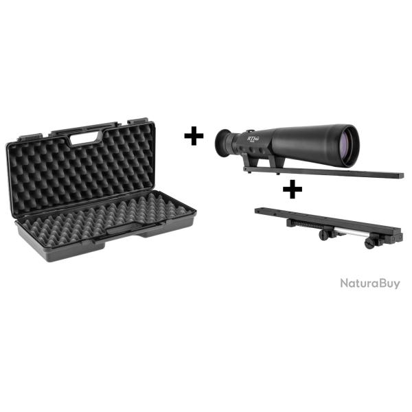 PACK LUNETTE HUTTE 1/2 JUMELLE 9 X 63 RTI + SUPPORT ANTI-RECUL + MALLETTE