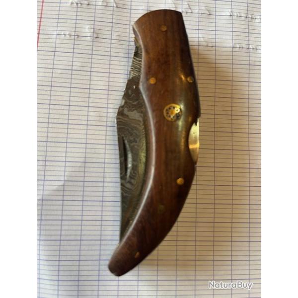 couteau manche bois lame damas (NOL)