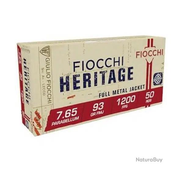CARTOUCHES Fiocchi Heritage FMJ 93 grains - 7.65 Parabellum 1 boite de 50 munitions