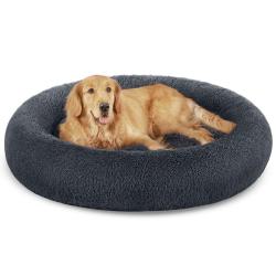 Panier pour chien lit ronde en forme de beignet canap&eacute; coussin central amovible et lavable tissu pe