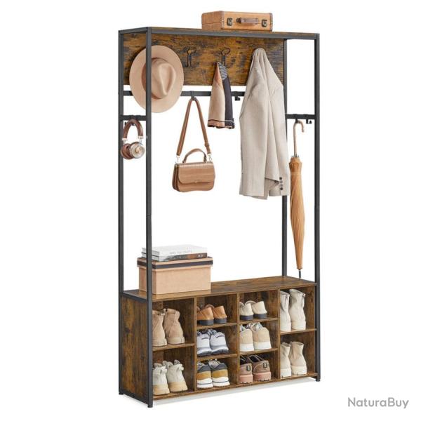 Porte-manteau meuble d'entr�e avec �tag�res � chaussures 32 x 100 x 180 cm �tag�res r�glables compa