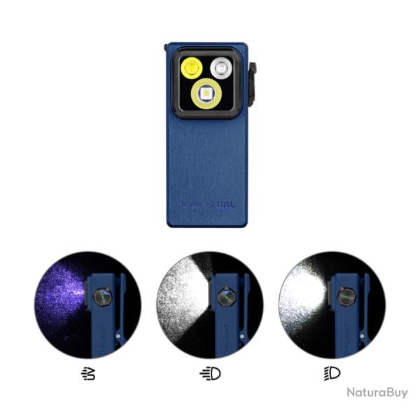 Olight Oclip Ultra | Mini lampe � clip avec faisceau large, concentr� et UV Navy Blue