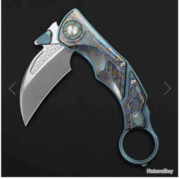 Couteau CRITICAL STRIKE PREDATOR-TGN Karambit Lame Acier M390 Manche Titane Linerlock CRSPREDATORTGN