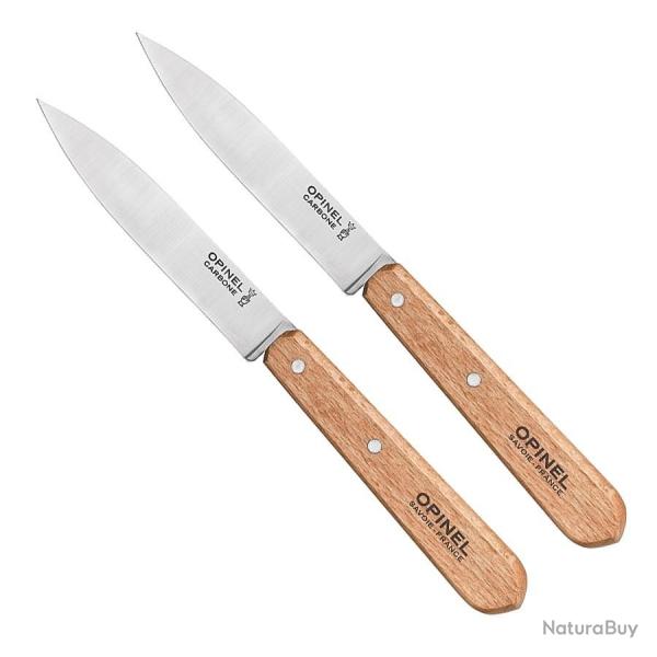 Boite de 2 couteaux d'office N102 carbone - OPINEL