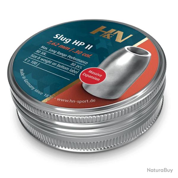 Plombs H&N Slug HP II .301 50 gr cal 7,62 mm - Boite de 80
