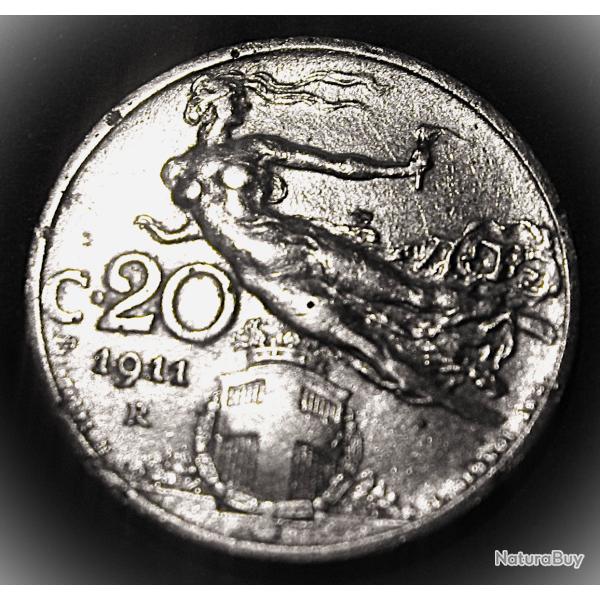 Italie, piece de 20 c 1911R (allegorie � la liberte) ttb