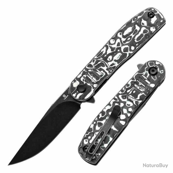 Couteau Tenable Einar Lame Acier Nitro-V Manche Fibre de Carbone Noir & Blanc Liner Lock T2072A4