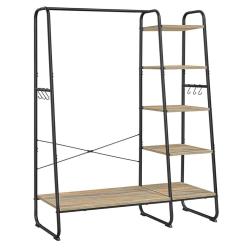 Porte-manteau sur pieds meuble chaussure entr&eacute;e vestiaire 45 x 120 x 160 cm avec 5 &eacute;tag&egrave;ress de ran