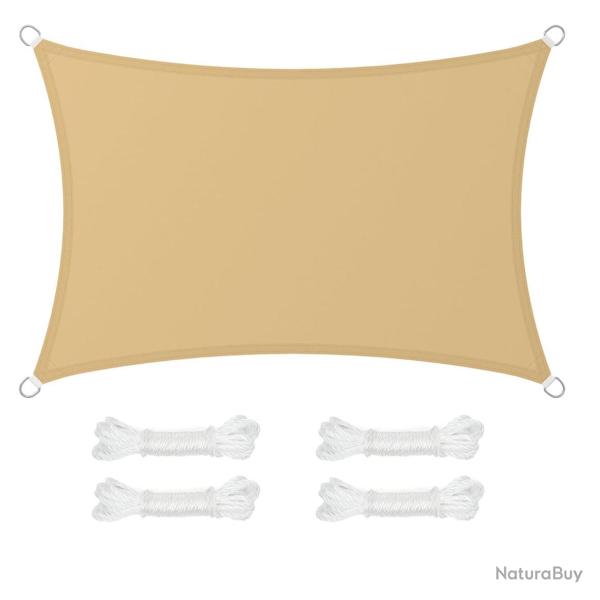 Voile d'ombrage 2 x 3 m hydrofuge 93% de protection uv en polyester r�sistant � la d�chirure r�sist