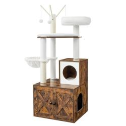 Arbre &agrave; chat 57,5 x 50 x 140 cm avec maison de toilettes marron 12_0003807