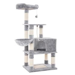 Arbre &agrave; chat multi-niveaux grande capacit&eacute; plate-forme d'observation hamac niche tronc en sisal bas