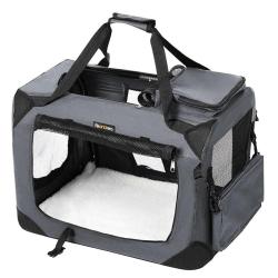 Cage de transport caisse sac de transport pliable pour chien animal domestique 60 x 40 x 40 cm gris