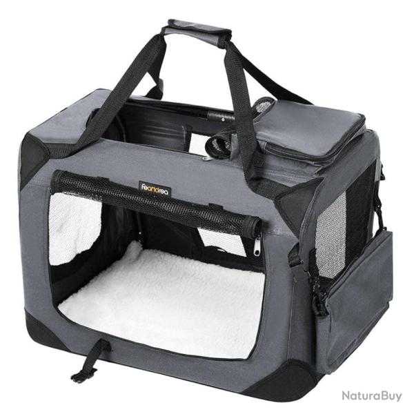 Cage de transport caisse sac de transport pliable pour chien animal domestique 60 x 40 x 40 cm gris