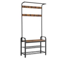 Portemanteau vestiaire meuble d'entr&eacute;e avec crochets amovible banc et &eacute;tag&egrave;re &agrave; chaussures longueur