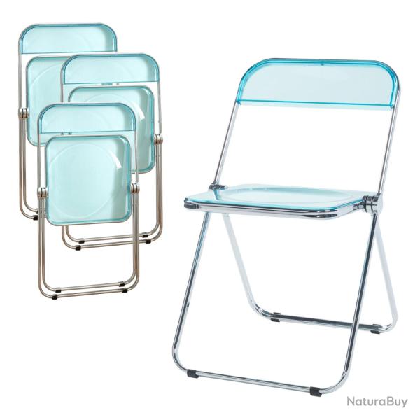 Lot de 4 chaises pliantes camping 74 x 46 x 47 cm bleu clair transparent 03_0009846