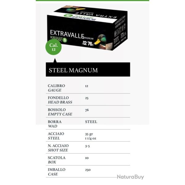Carton de 250 Cartouches Steel Magnum 35g plombs n* 3 ou n* 5