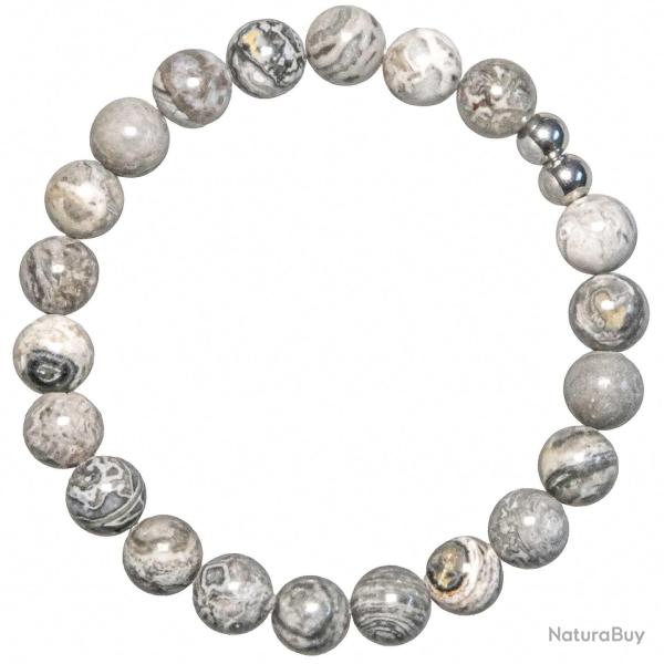 Bracelet en jaspe picasso - Perles rondes 8 mm