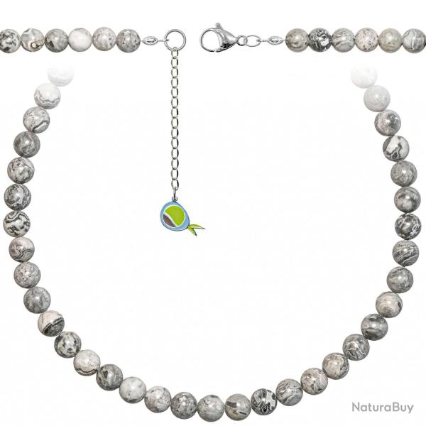 Collier en jaspe picasso - Perles rondes 8 mm - 55 cm