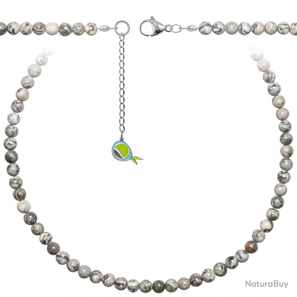 Collier en jaspe picasso - Perles rondes 6 mm - 70 cm