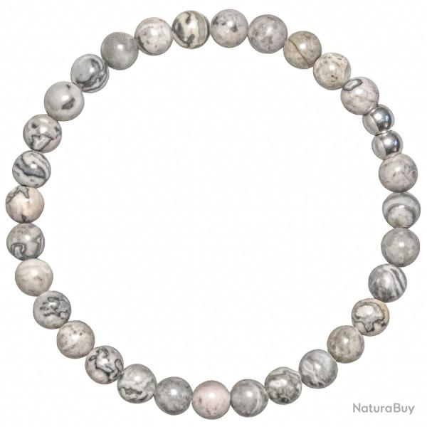 Bracelet en jaspe picasso - Perles rondes 6 mm
