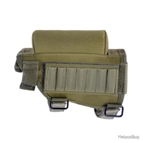 Repose-joue tactique avec cartouchi�re 7 munitions - gaucher/droitier - vert -LIVRAISON GRATUITE